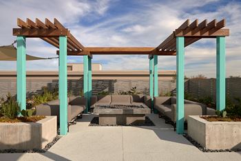 Outdoor living area with fire pits